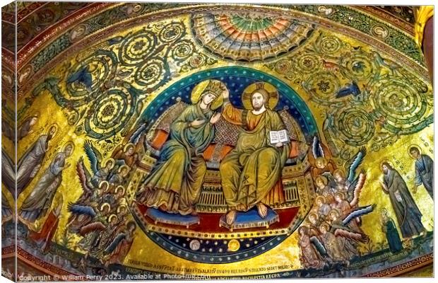 Coronation Mary Mosaic Santa Maria Maggiore Rome Italy Canvas Print by William Perry