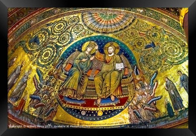 Coronation Mary Mosaic Santa Maria Maggiore Rome Italy Framed Print by William Perry