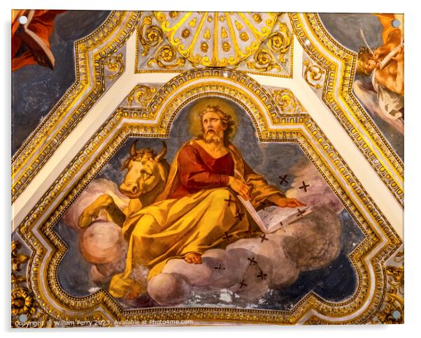 Saint Luke Fresco Basilica Santa Maria Maggiore Rome Italy Acrylic by William Perry