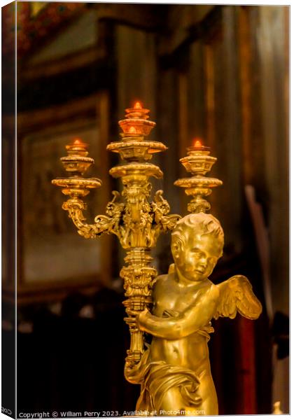 Golden Angel Light Basilica Santa Maria Maggiore Rome Italy Canvas Print by William Perry
