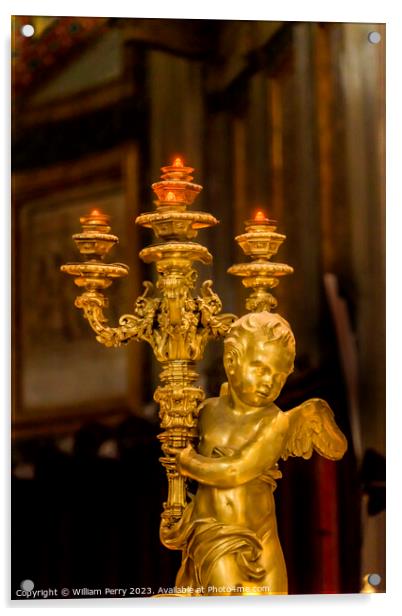 Golden Angel Light Basilica Santa Maria Maggiore Rome Italy Acrylic by William Perry