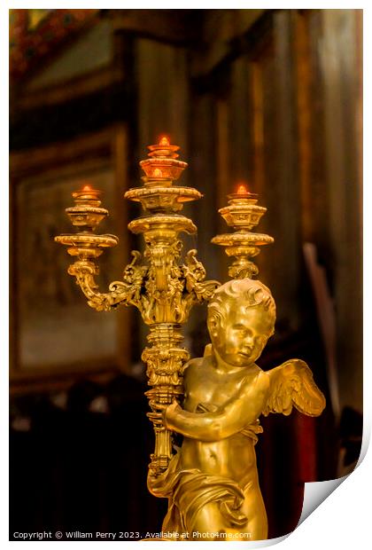 Golden Angel Light Basilica Santa Maria Maggiore Rome Italy Print by William Perry