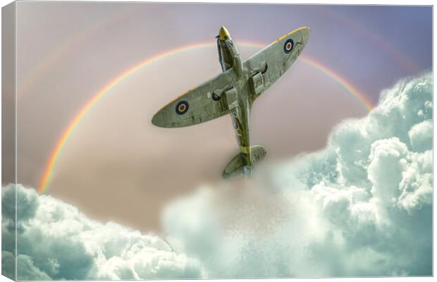 Chasing Rainbows Spitfire Canvas Print by Alison Chambers