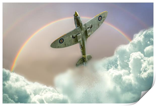 Chasing Rainbows Spitfire Print by Alison Chambers