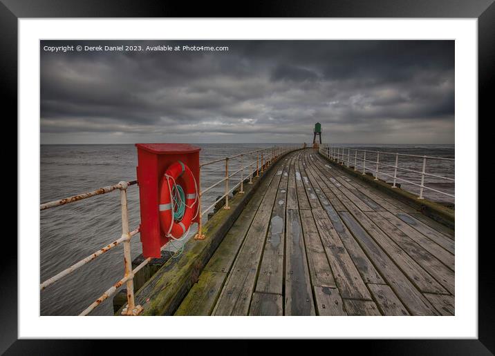 Whitby Pier, Whitby Harbour, West Yorkshire Framed Mounted Print by Derek Daniel