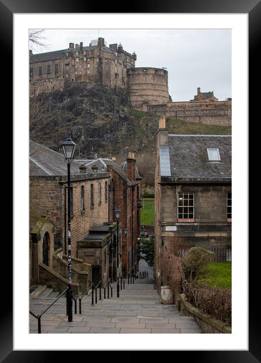 Edinburgh Castle from the Vennel steps Framed Mounted Print by Christopher Keeley