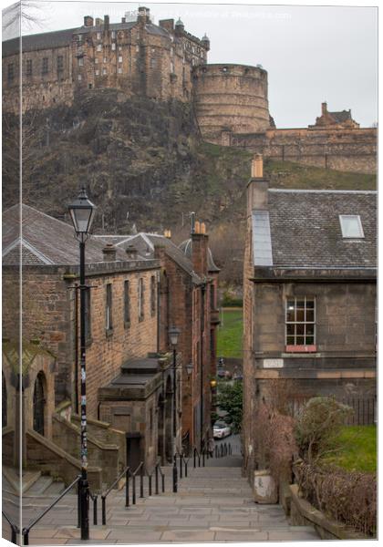 Edinburgh Castle views from the Vennel Canvas Print by Christopher Keeley