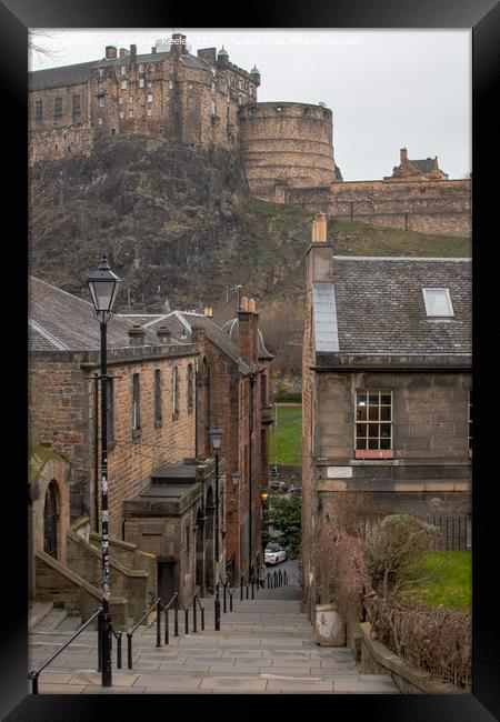 Edinburgh Castle views from the Vennel Framed Print by Christopher Keeley