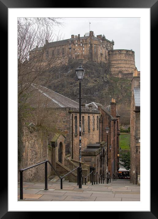 Edinburgh Castle from Vennel alleyway Framed Mounted Print by Christopher Keeley