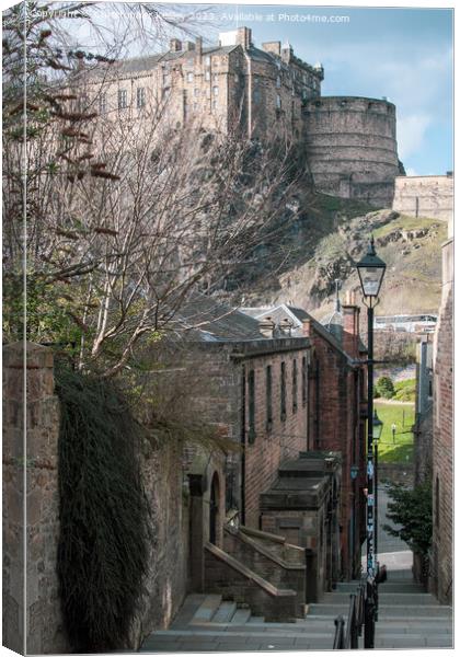 Down the steps to Edinburgh Castle Canvas Print by Christopher Keeley