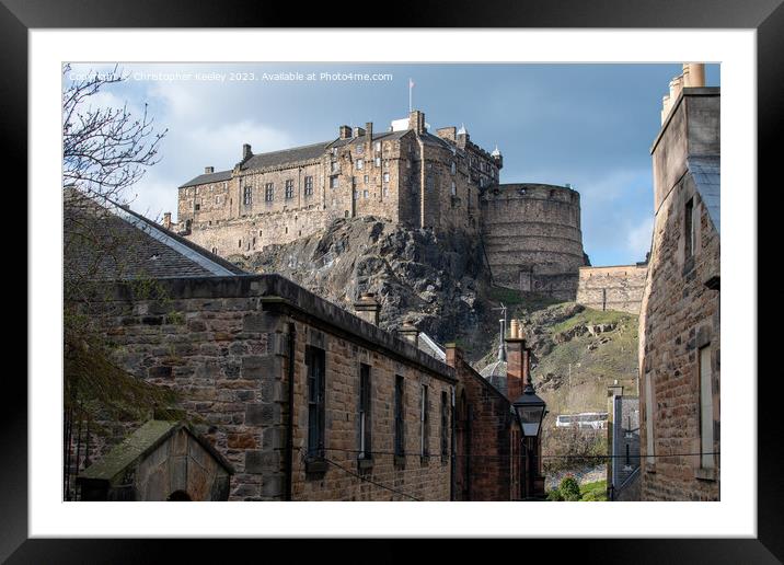 Edinburgh Castle views from the Vennel Framed Mounted Print by Christopher Keeley
