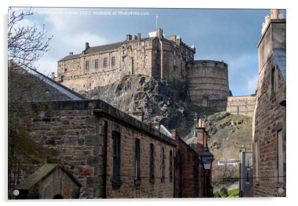 Edinburgh Castle views from the Vennel Acrylic by Christopher Keeley