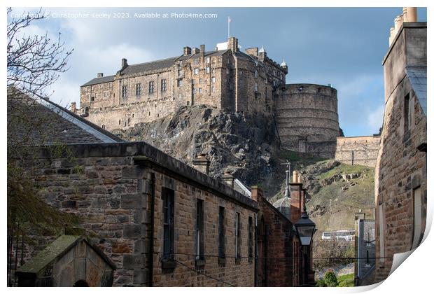 Edinburgh Castle views from the Vennel Print by Christopher Keeley