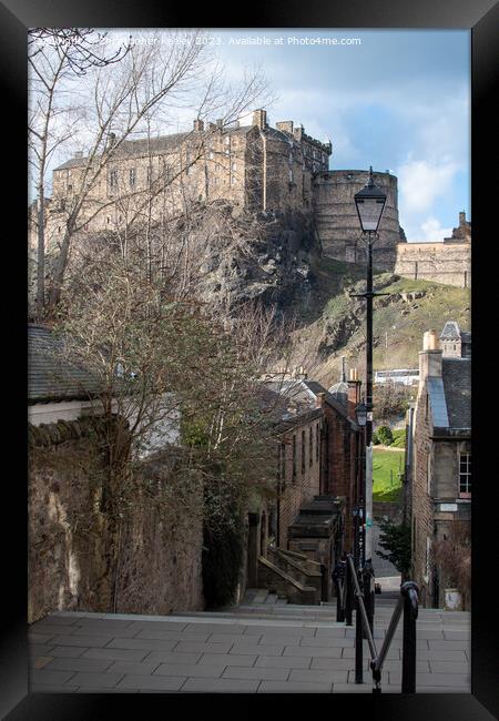 Dramatic skies over Edinburgh Castle from the Vennel Framed Print by Christopher Keeley