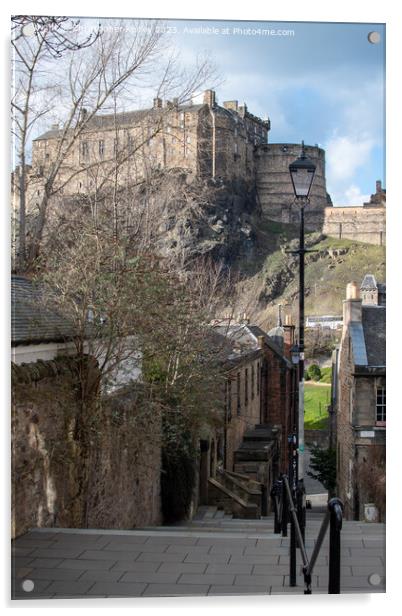 Dramatic skies over Edinburgh Castle from the Vennel Acrylic by Christopher Keeley