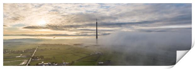 Emley Moor TV Mast Mist Print by Apollo Aerial Photography