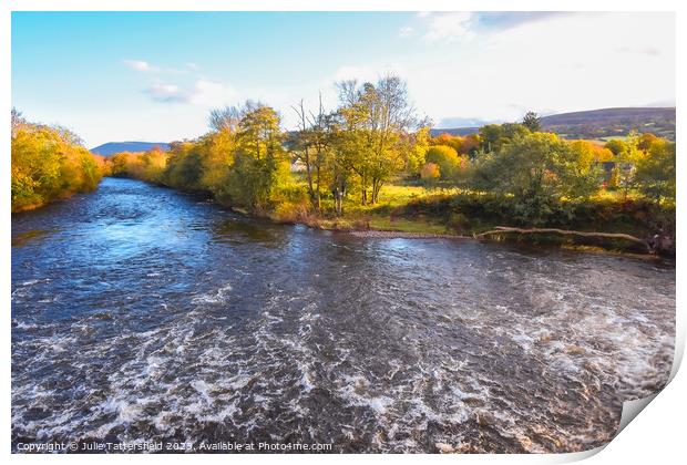 River Usk from the bridge Print by Julie Tattersfield