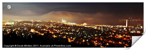 Dundee by Moonlight Print by Derek Whitton