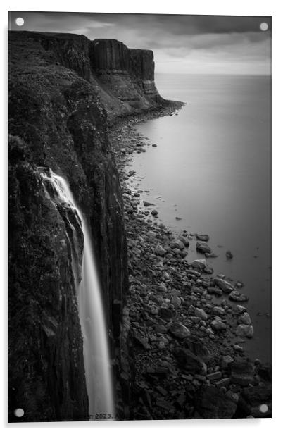 Kilt Rock Waterfall Acrylic by Dave Bowman
