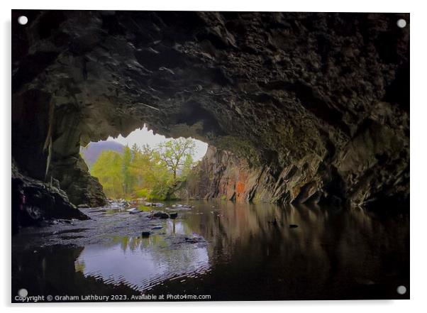 Rydal cave, Lake District Acrylic by Graham Lathbury