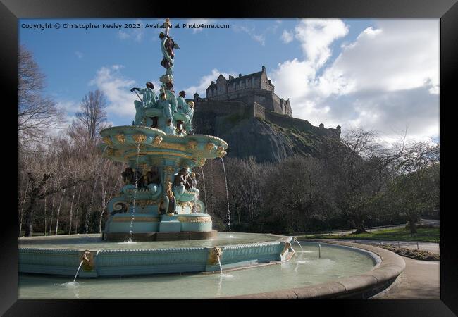 Ross Fountain in Edinburgh and castle views Framed Print by Christopher Keeley