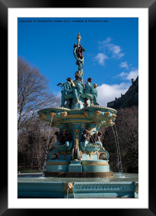 Blue skies over Ross Fountain, Edinburgh Framed Mounted Print by Christopher Keeley