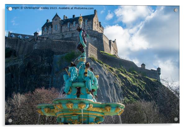 Edinburgh Castle on the hill Acrylic by Christopher Keeley