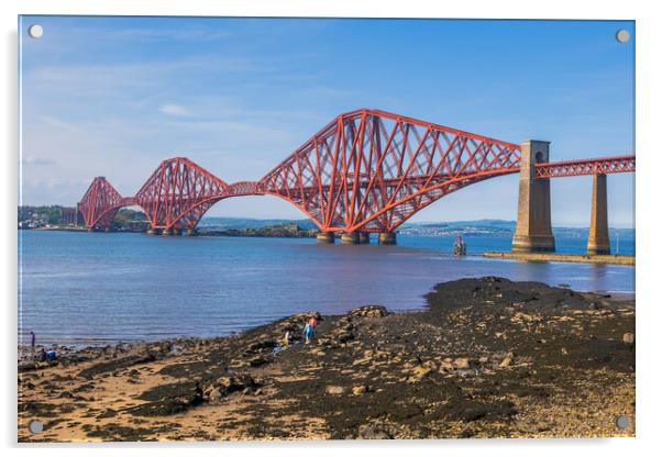 Forth Bridge From Queensferry Shore In Scotland Acrylic by Artur Bogacki