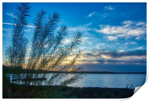 Sunset over Rutland Water Print by Helkoryo Photography