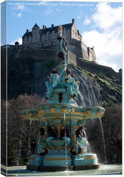 Edinburgh Castle and Ross Fountain Canvas Print by Christopher Keeley