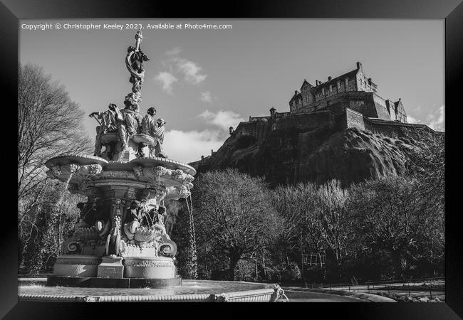 Edinburgh Castle and Ross Fountain Framed Print by Christopher Keeley