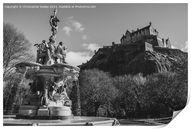 Edinburgh Castle and Ross Fountain Print by Christopher Keeley