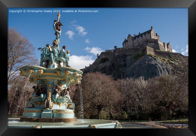 Blue spring skies over Edinburgh Castle and Ross F Framed Print by Christopher Keeley