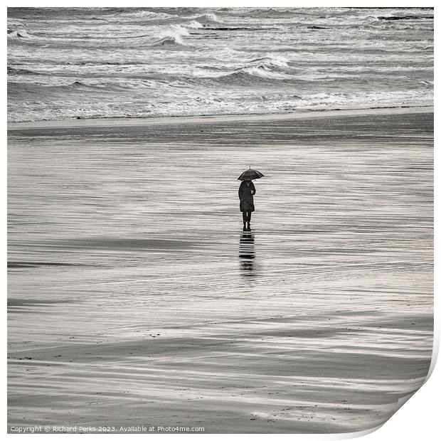 Rainy Day on the Beach Print by Richard Perks