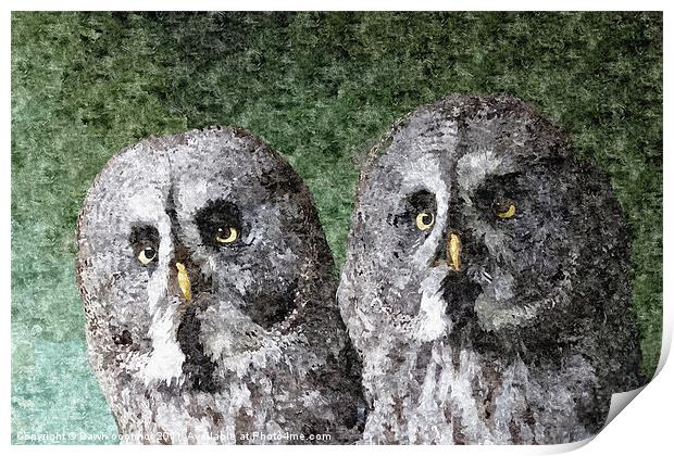 Great Grey Owl Painting Print by Dawn O'Connor