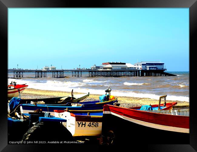 Fishing boats and pier at Cromer, Norfolk. Framed Print by john hill