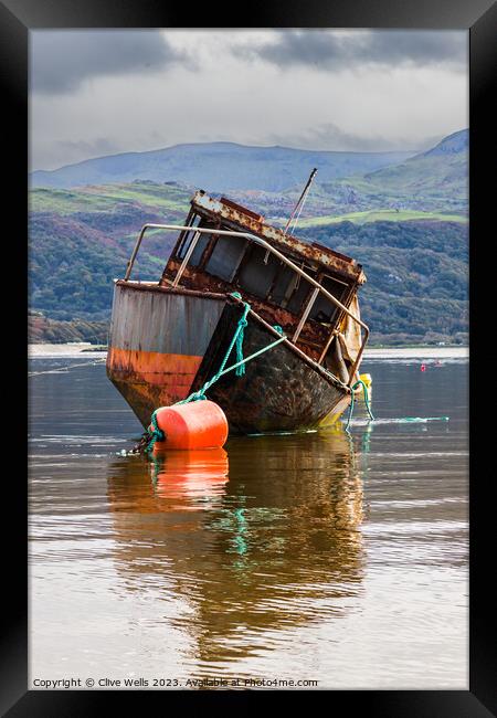 Old boat in Barmouth  Framed Print by Clive Wells