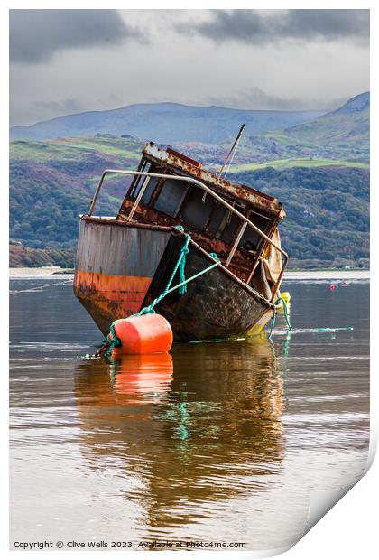 Old boat in Barmouth  Print by Clive Wells
