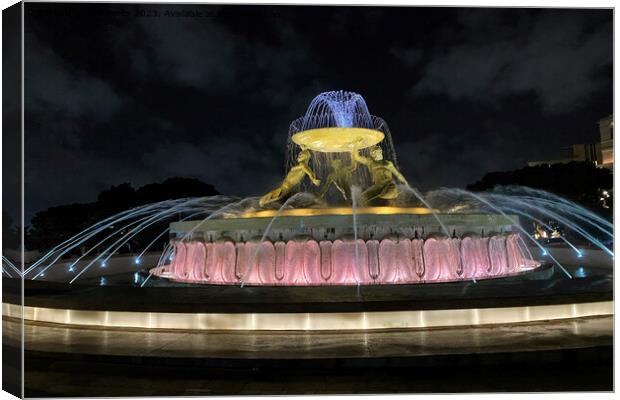 Triton Fountain, Valletta Canvas Print by Jim Jones