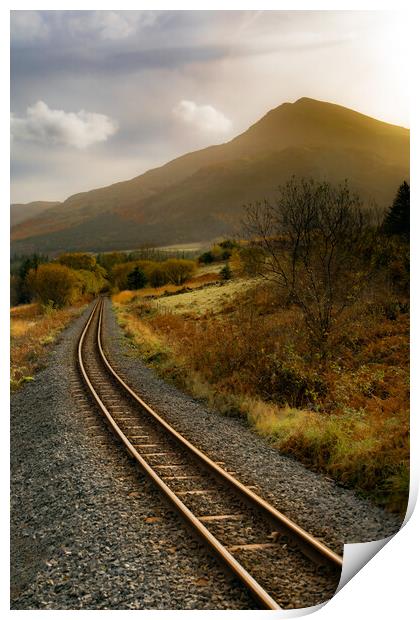 Welsh highland railway. Snowdonia  Print by David McGeachie