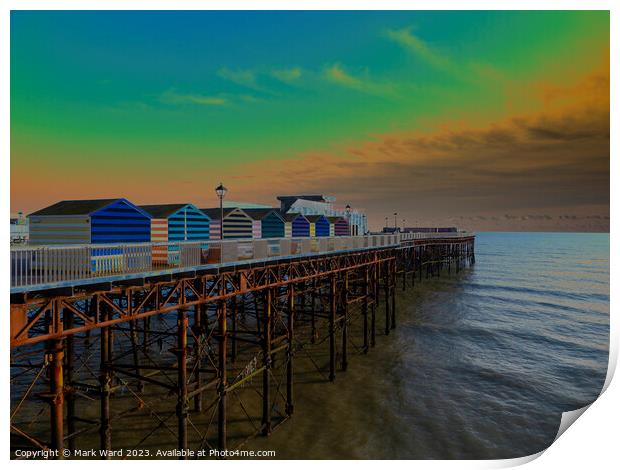 The Glowing Pier Print by Mark Ward