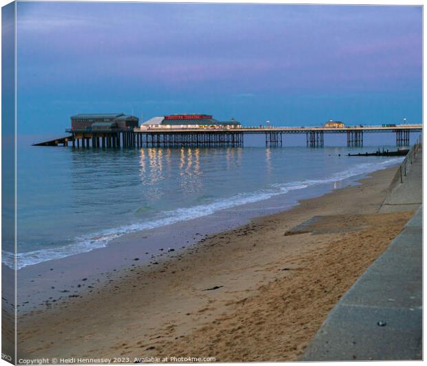 Cromer Pier in the Pink light Canvas Print by Heidi Hennessey