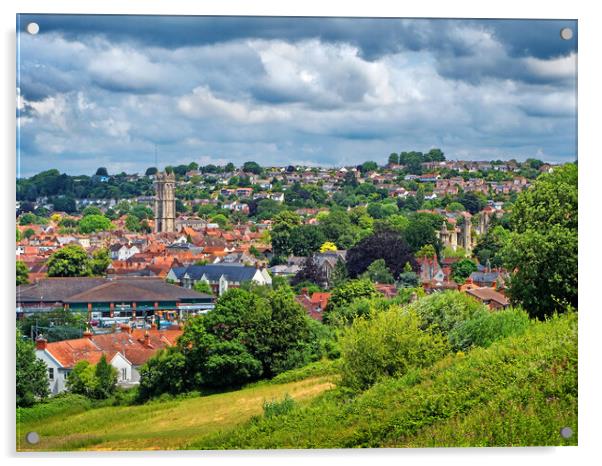 Glastonbury Town View Acrylic by Darren Galpin