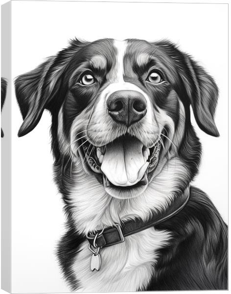 Entlebucher Mountain Dog Pencil Drawing Canvas Print by K9 Art
