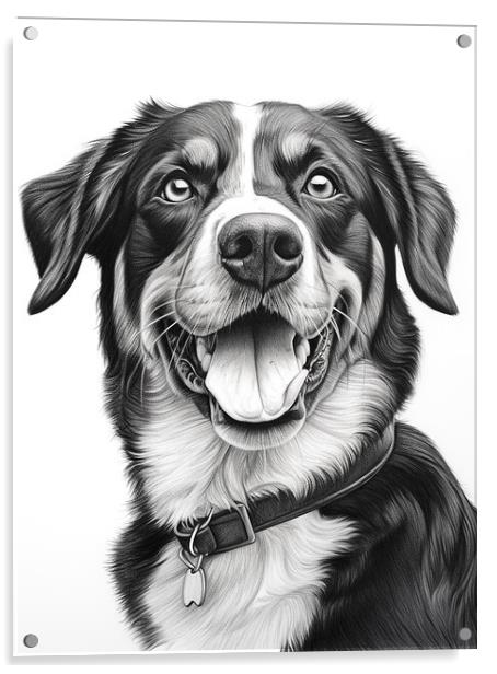 Entlebucher Mountain Dog Pencil Drawing Acrylic by K9 Art