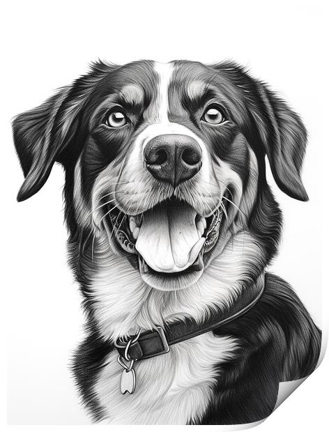 Entlebucher Mountain Dog Pencil Drawing Print by K9 Art