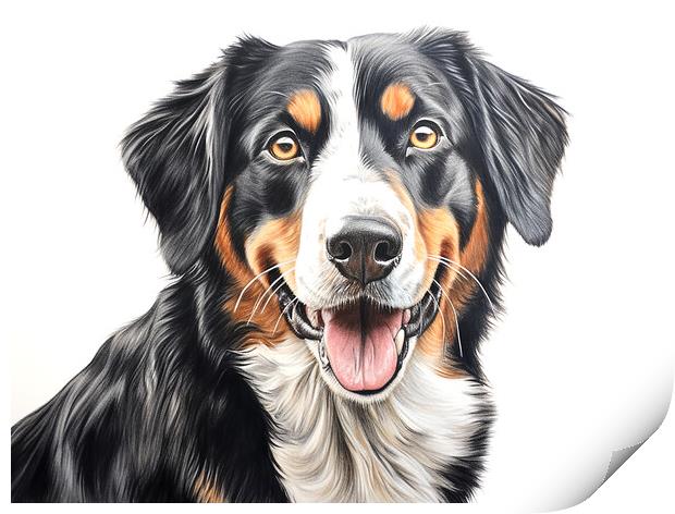 Entlebucher Mountain Dog Pencil Drawing Print by K9 Art