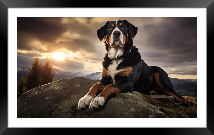 Entlebucher Mountain Dog Framed Mounted Print by K9 Art