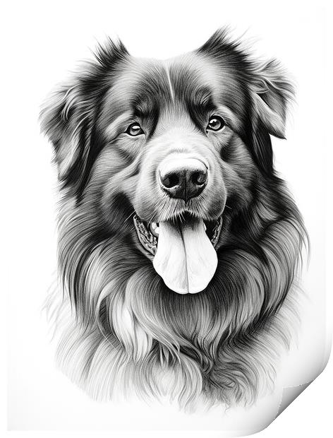 Estrela Mountain Dog Pencil Drawing Print by K9 Art