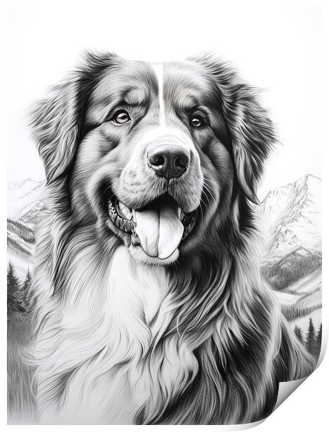 Estrela Mountain Dog Pencil Drawing Print by K9 Art